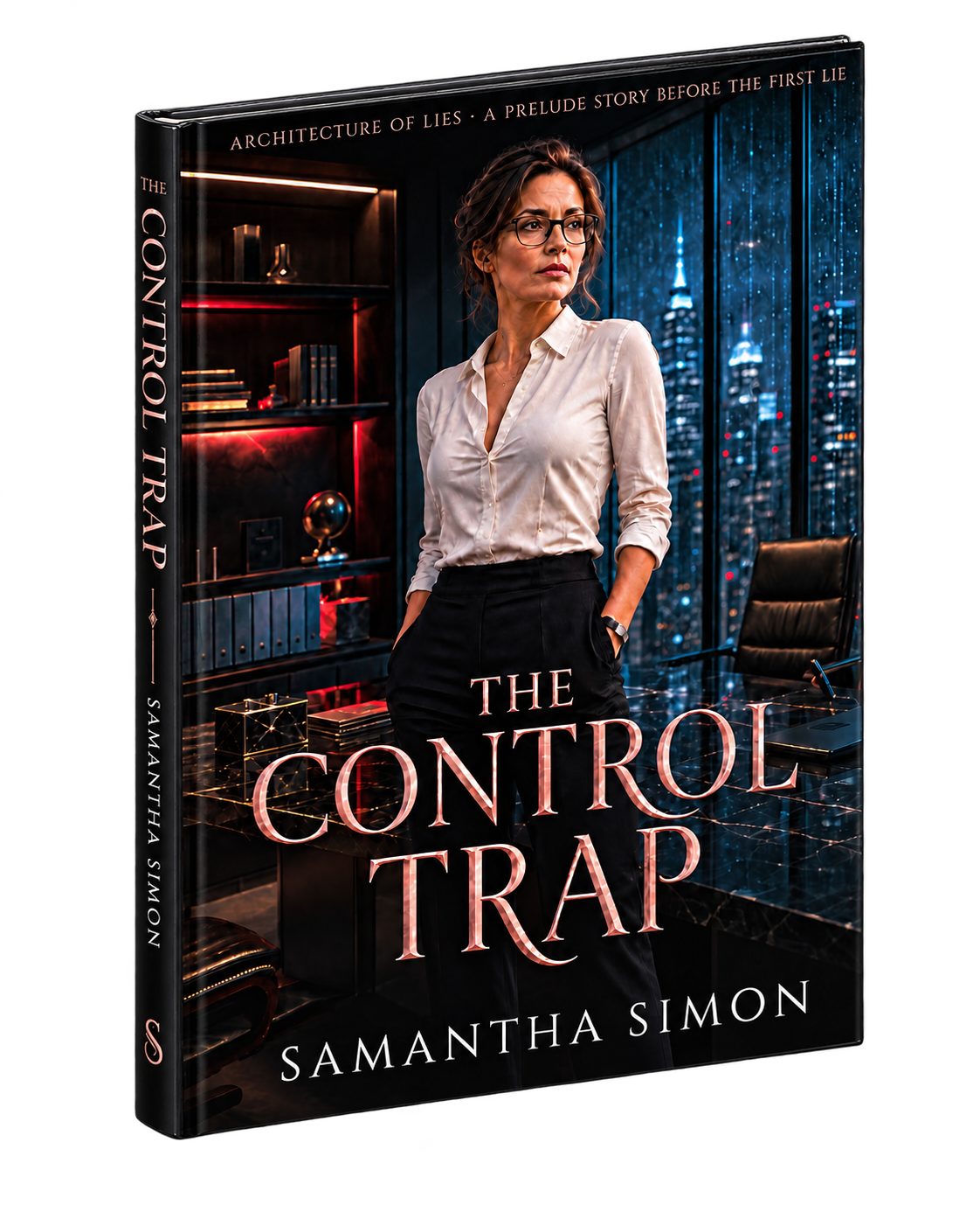 3D cover mockup of The Control Trap, the exclusive Architecture of Lies prelude